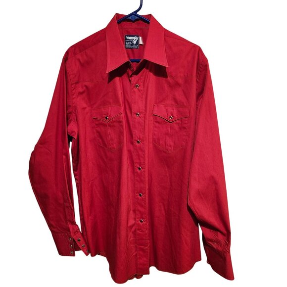 Wrangler Other - Vintage 80s Wrangler 17.5 X 36 Long Tail Cowboy Cut Red Western Shirt Pearl Snap
